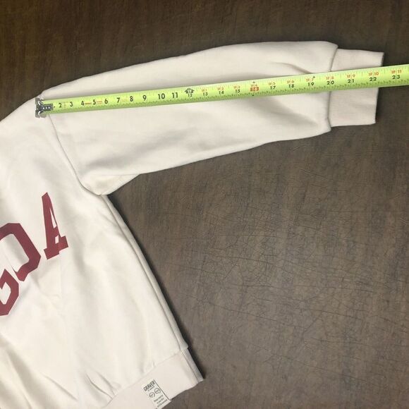 Graver of Anaheim GOA Unisex Small Smiley Embroidery Cream Sweatshirt Crew Neck - Picture 10 of 10